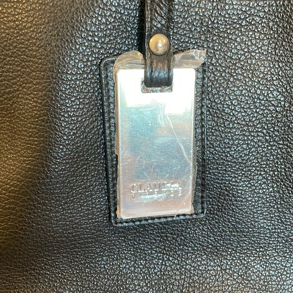 NWOT Claudia Firenze large black genuine leather top handle bag tote - Picture 2 of 16